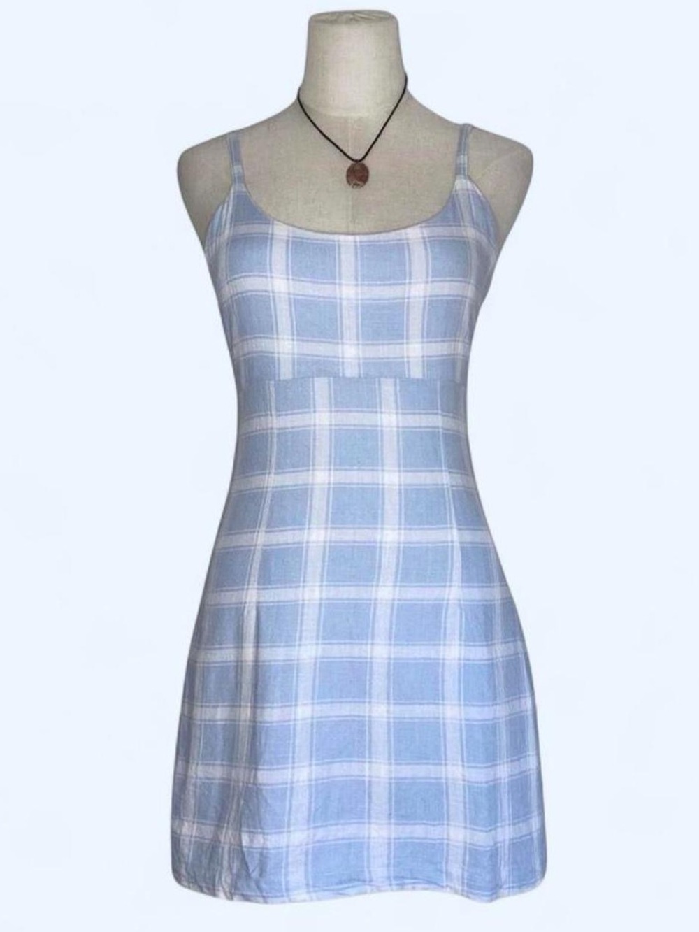 F21 Blue Plaid Women's Spaghetti Strap Mini Dress